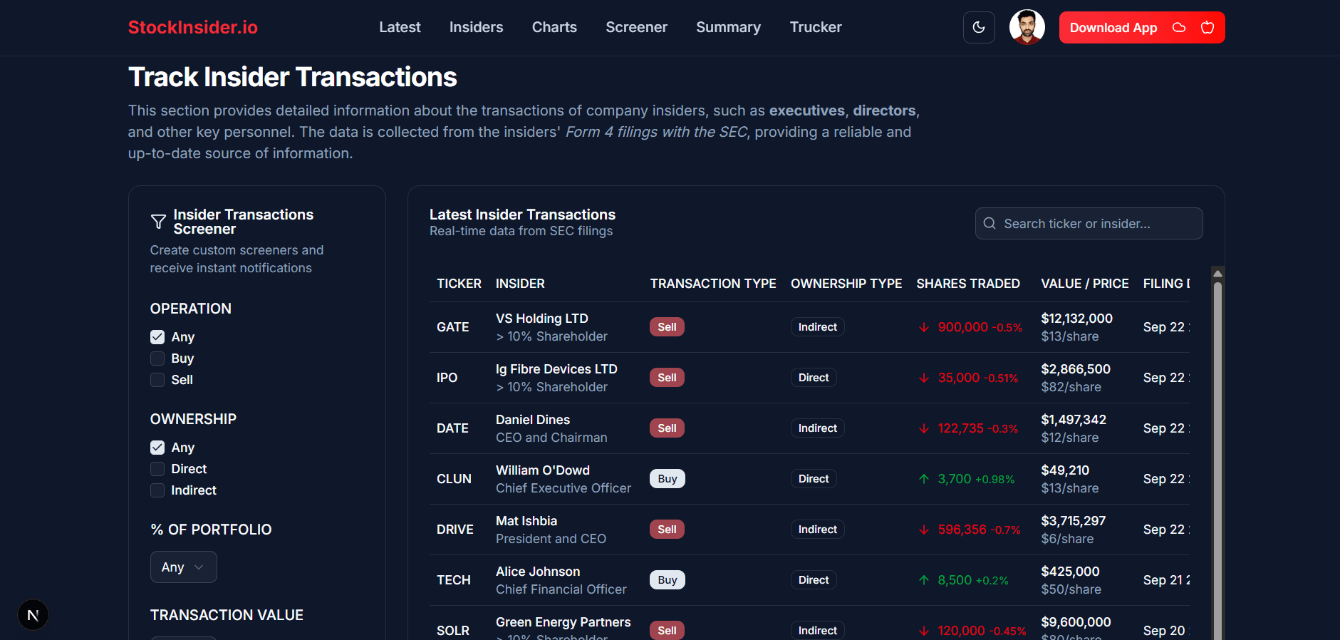 StockInsider.io Screenshot 8