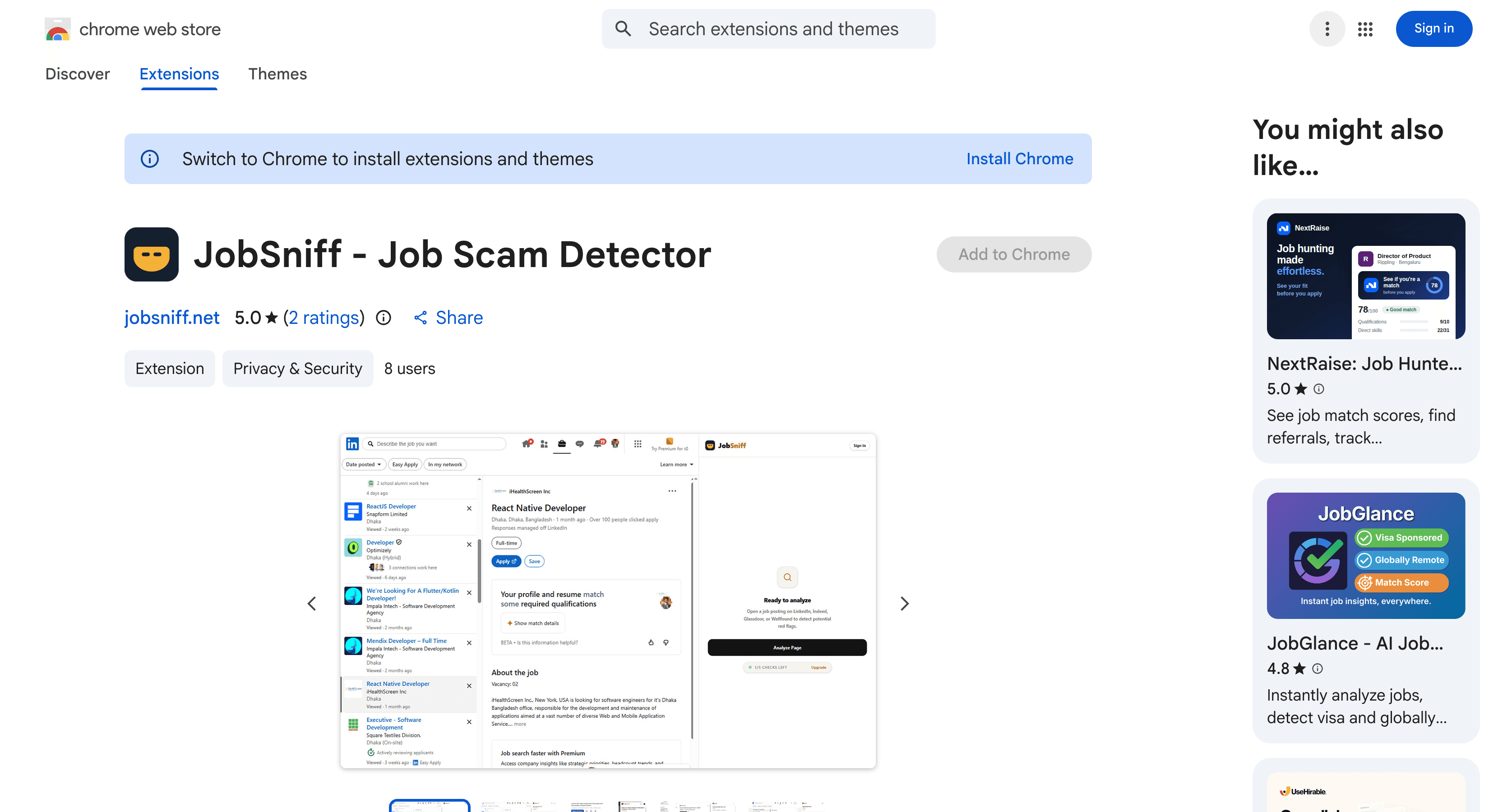 JobSniff Screenshot 2